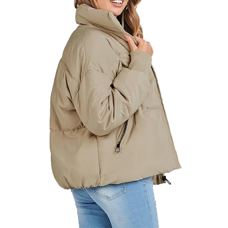 Casaco Puffer Cropped Trendy com Design Acolchoado Macio para Mulheres