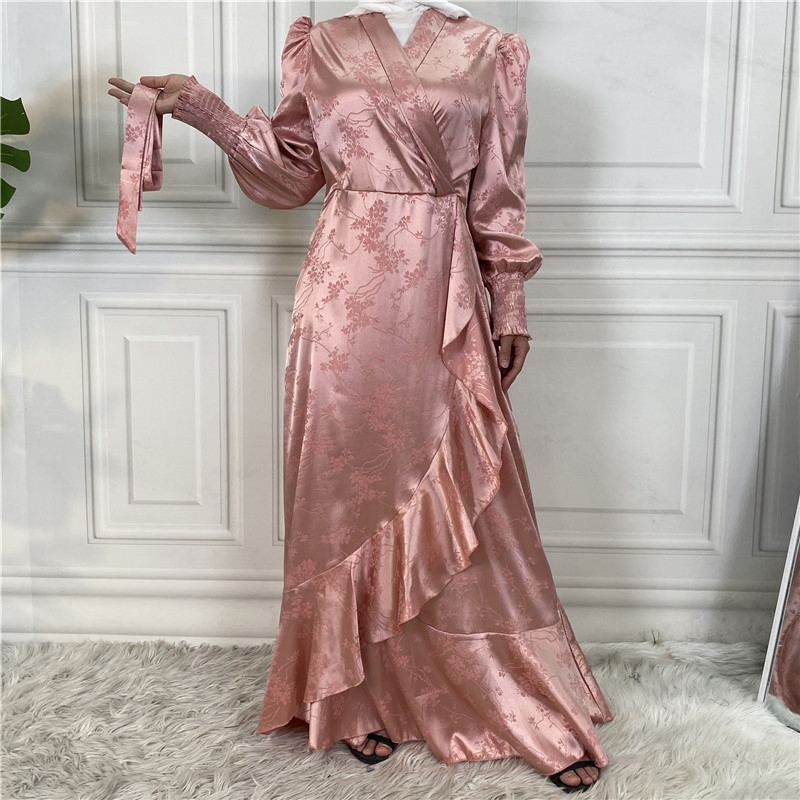 Novo Vestido Abaya Longo Feminino em Patchwork para Muçulmanas