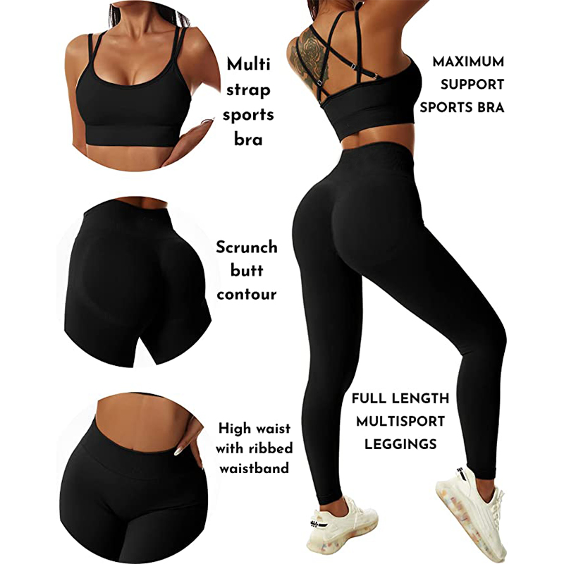 Conjuntos de Ginástica de Verão por Atacado Roupas Ativas Roupas de Exercício para Mulheres, Marca Privada 2/3/4 PCS Roupas Atléticas Sem Costura Conjuntos de Yoga Sexy Coordenados