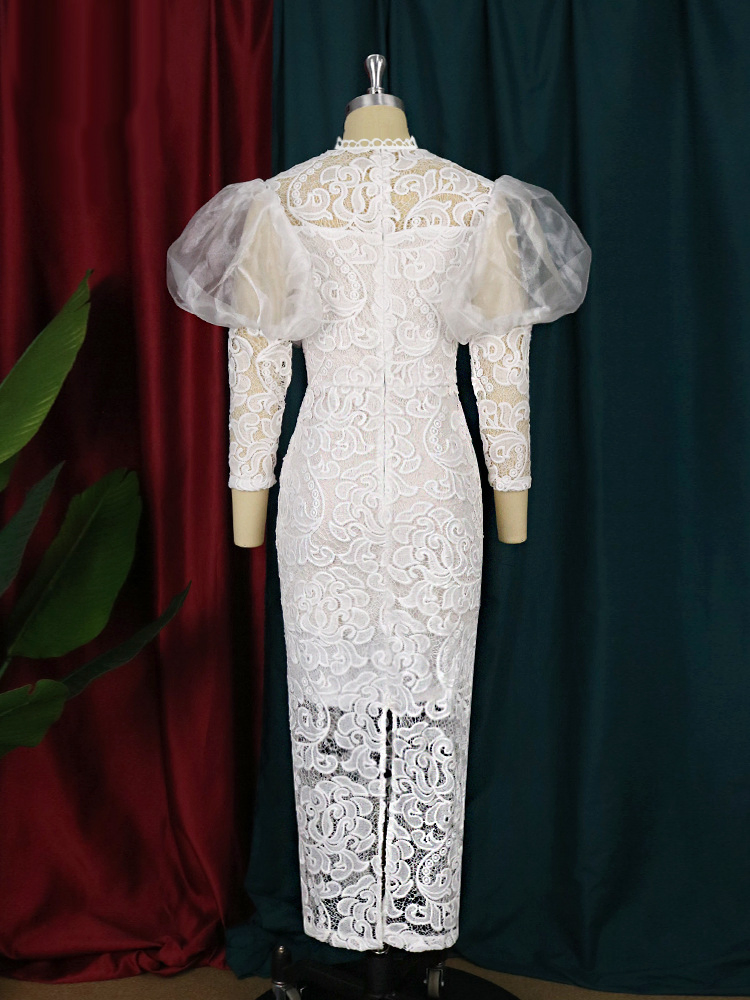 Vestido de Manga Longa de Alta Qualidade para Mulheres com Temperamento Elegante para a Noite