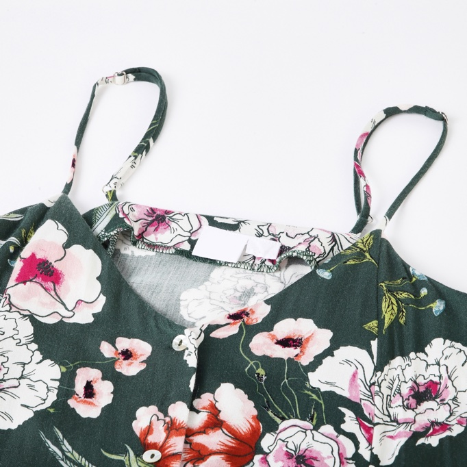 Vestidos Maxi Florais Elegantes para Mulheres, Primavera Verão, Decote em V, Roupas Disponíveis para Impressão DTG Personalizada e Design para Etiqueta Privada a Preço de Fabricante