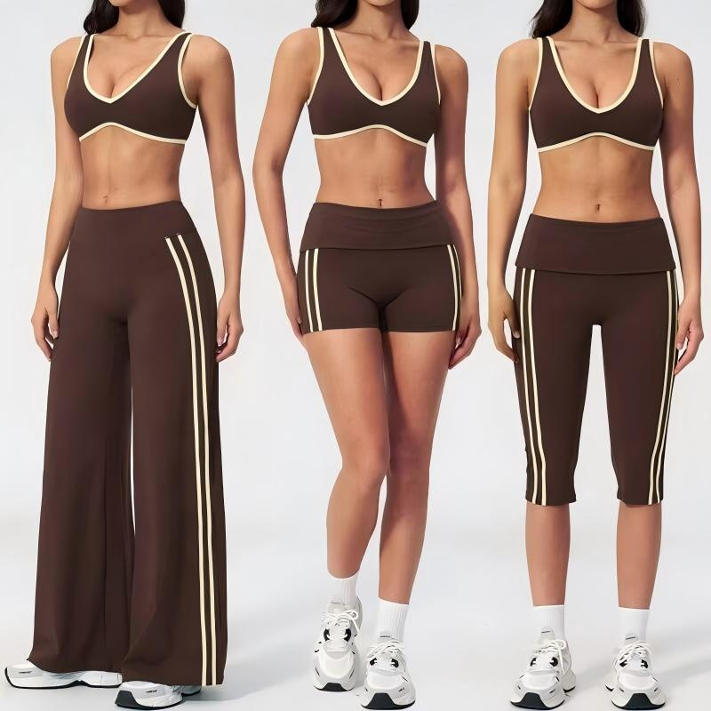 Conjunto de Esportes 2PCS Conjunto de Yoga Secagem Rápida para Academia Conjunto de Corrida Sutiã de Treino Calças Capri Roupas de Esporte Ventiladas Traje Esportivo Feminino