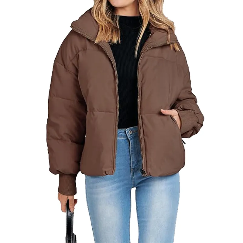 Casaco Puffer Cropped Detalhe do Tecido