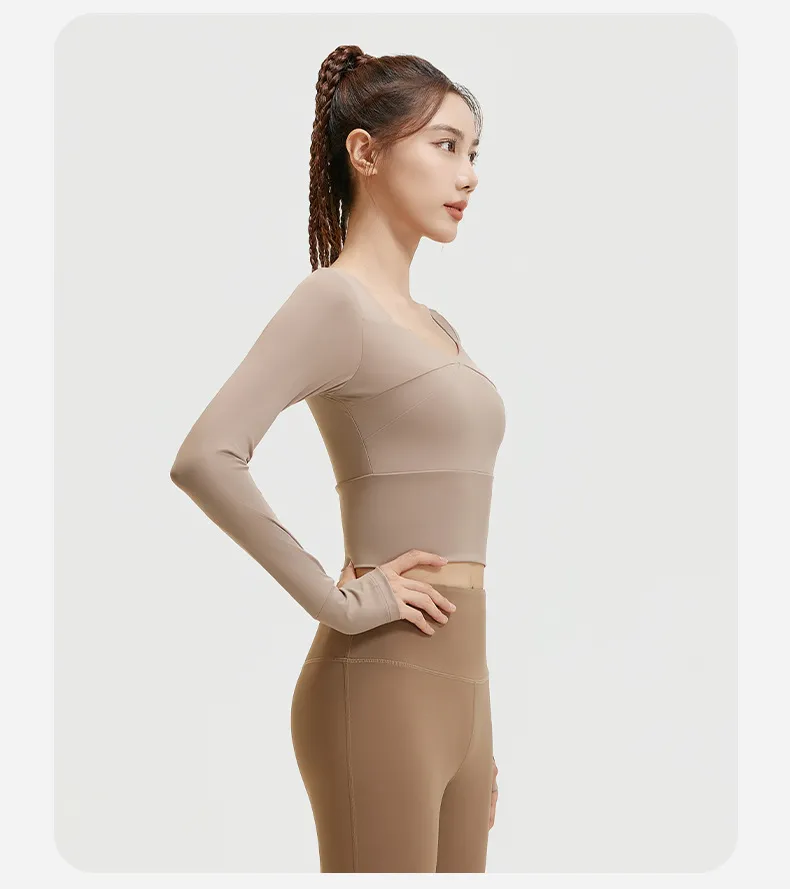 Camiseta de manga longa espessa para mulheres, top para corrida e jogging, moletom esportivo, vestuário esportivo ao ar livre