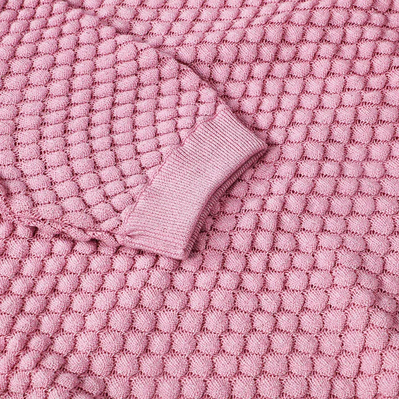 Malha de Verão em Escama de Peixe Rosa com Gola Redonda e Manga Curta