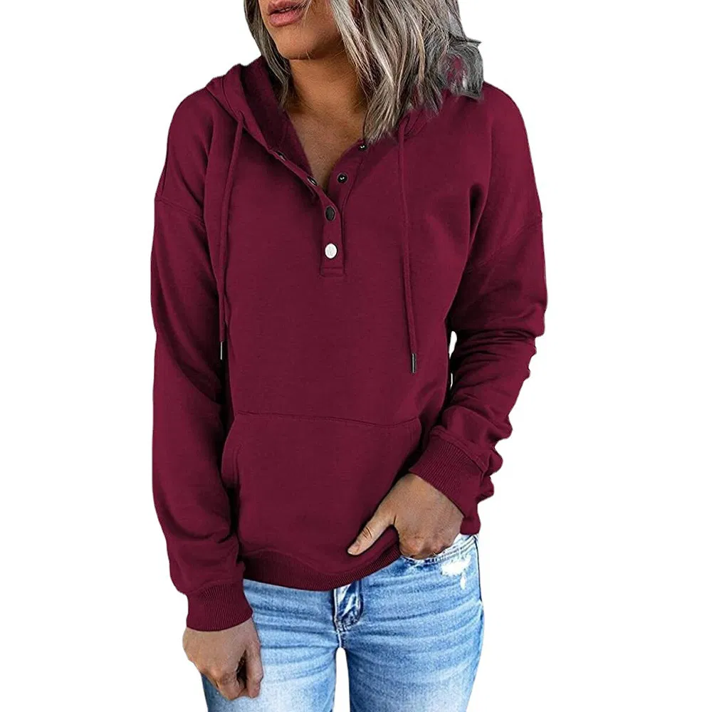 Roupas Femininas Personalizadas de Fábrica, Fashionáveis e Versáteis 2025 Moletom com Capuz Casual, Solto, de Manga Longa, em Algodão Puro, Ecológico, com Cordão e Bolso
