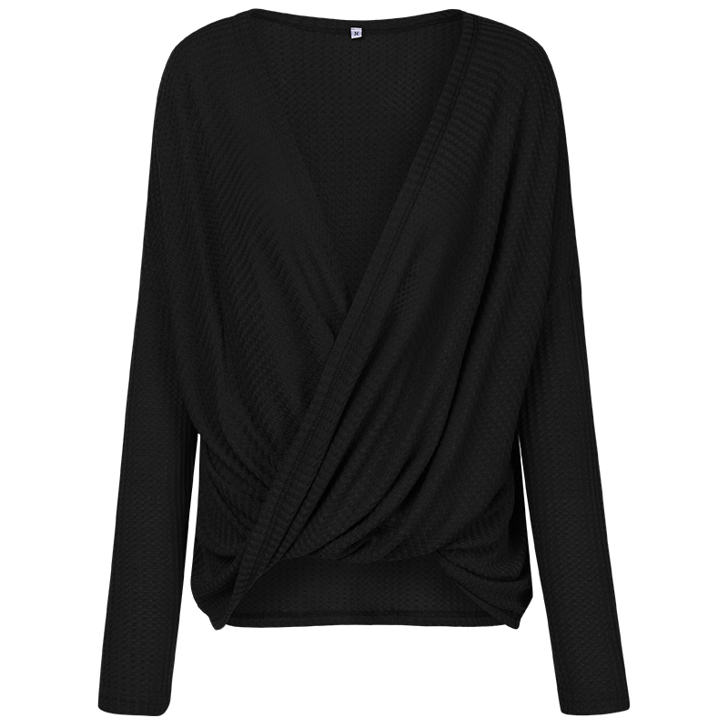 Estilo Casual Sólido Camisetas de Manga Longa Decote em V Moda Roupas Femininas