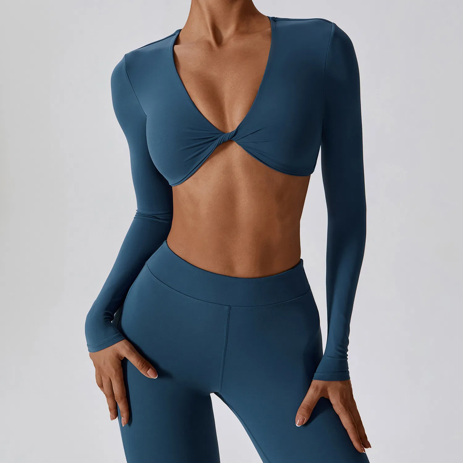 Camiseta Esportiva Personalizada de Manga Longa para Academia, Tops de Yoga, Roupas Esportivas Femininas