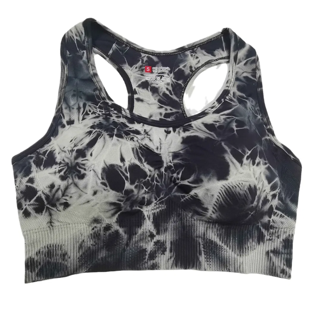 Rótulos Privados Personalizados Sutiã Esportivo Tie Dye de Alta Qualidade Nylon Roupas de Treino para Mulheres