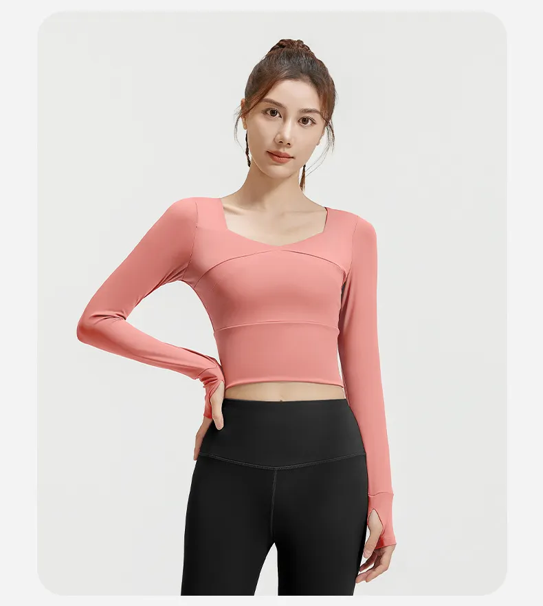 Camiseta de manga longa espessa para mulheres, top para corrida e jogging, moletom esportivo, vestuário esportivo ao ar livre