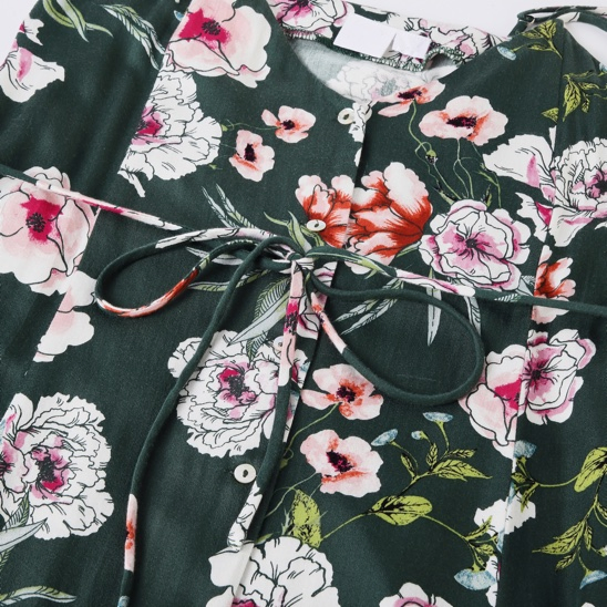 Vestidos Maxi Florais Elegantes para Mulheres, Primavera Verão, Decote em V, Roupas Disponíveis para Impressão DTG Personalizada e Design para Etiqueta Privada a Preço de Fabricante