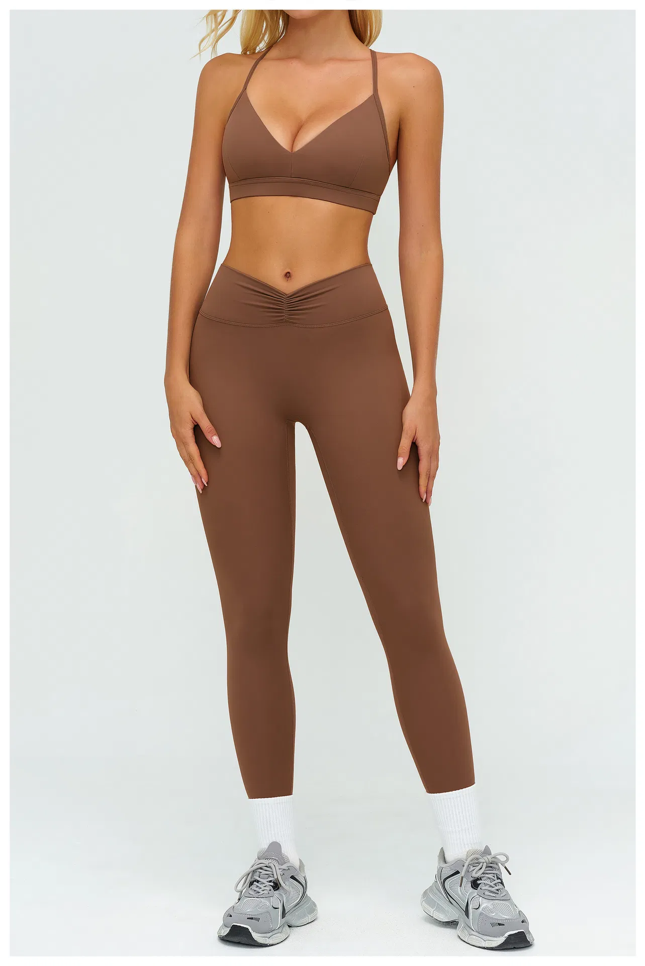 Conjunto de Roupas de Yoga com Logo Personalizado para Mulheres, Conjuntos de Leggings 3 PCS, Leggings e Top de Esporte
