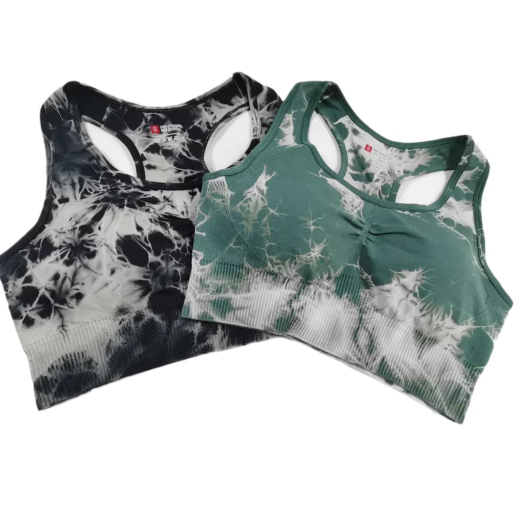 Rótulos Privados Personalizados Sutiã Esportivo Tie Dye de Alta Qualidade Nylon Roupas de Treino para Mulheres