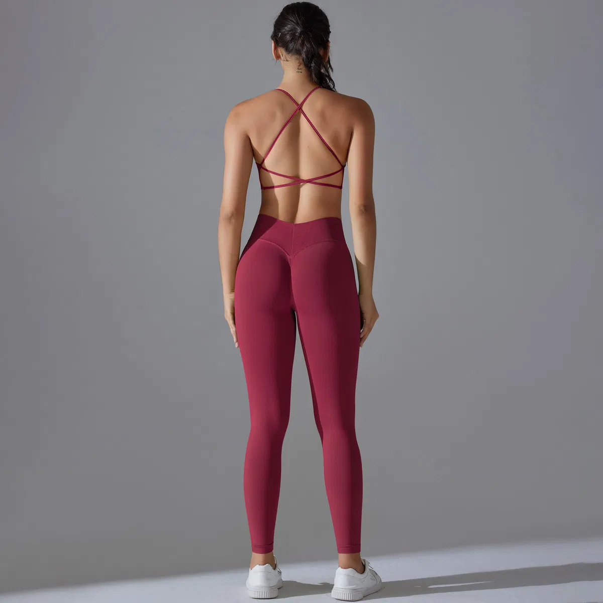 Conjuntos de Treino para Mulheres com Costura Canellada, Sutiã Esportivo Sem Costura com Alças, Leggings que Levantam o Bumbum, Conjuntos de Fitness para Yoga, Roupas de Academia