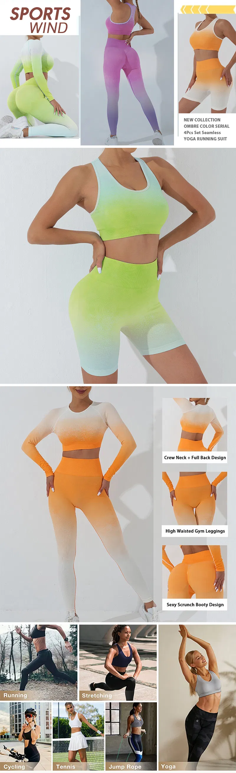 Conjunto seamless degrade multicolorido