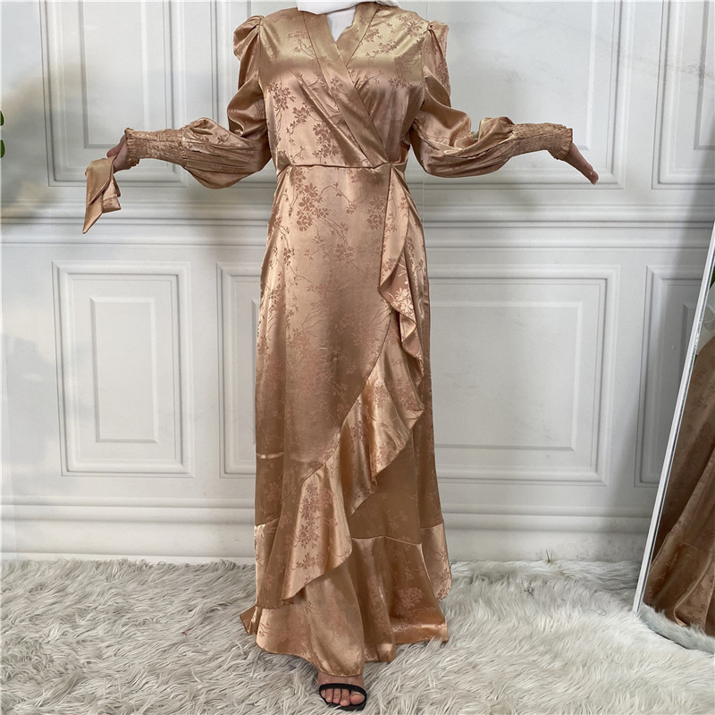 Novo Vestido Abaya Longo Feminino em Patchwork para Muçulmanas