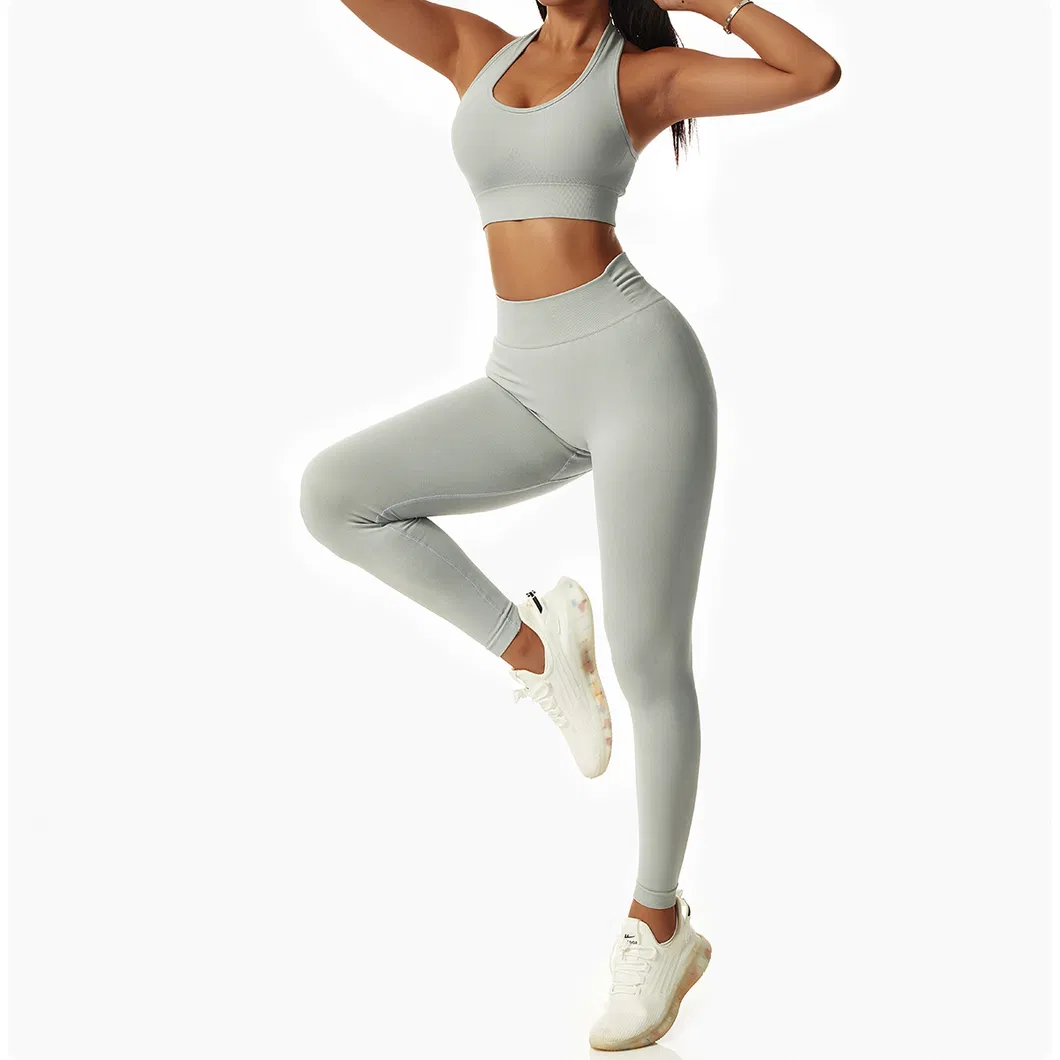 Conjunto de Yoga Sem Costura para Mulheres Conjunto de Fitness para Academia Conjunto de Yoga Sutiã de Yoga Leggings de Yoga Roupas de Treino
