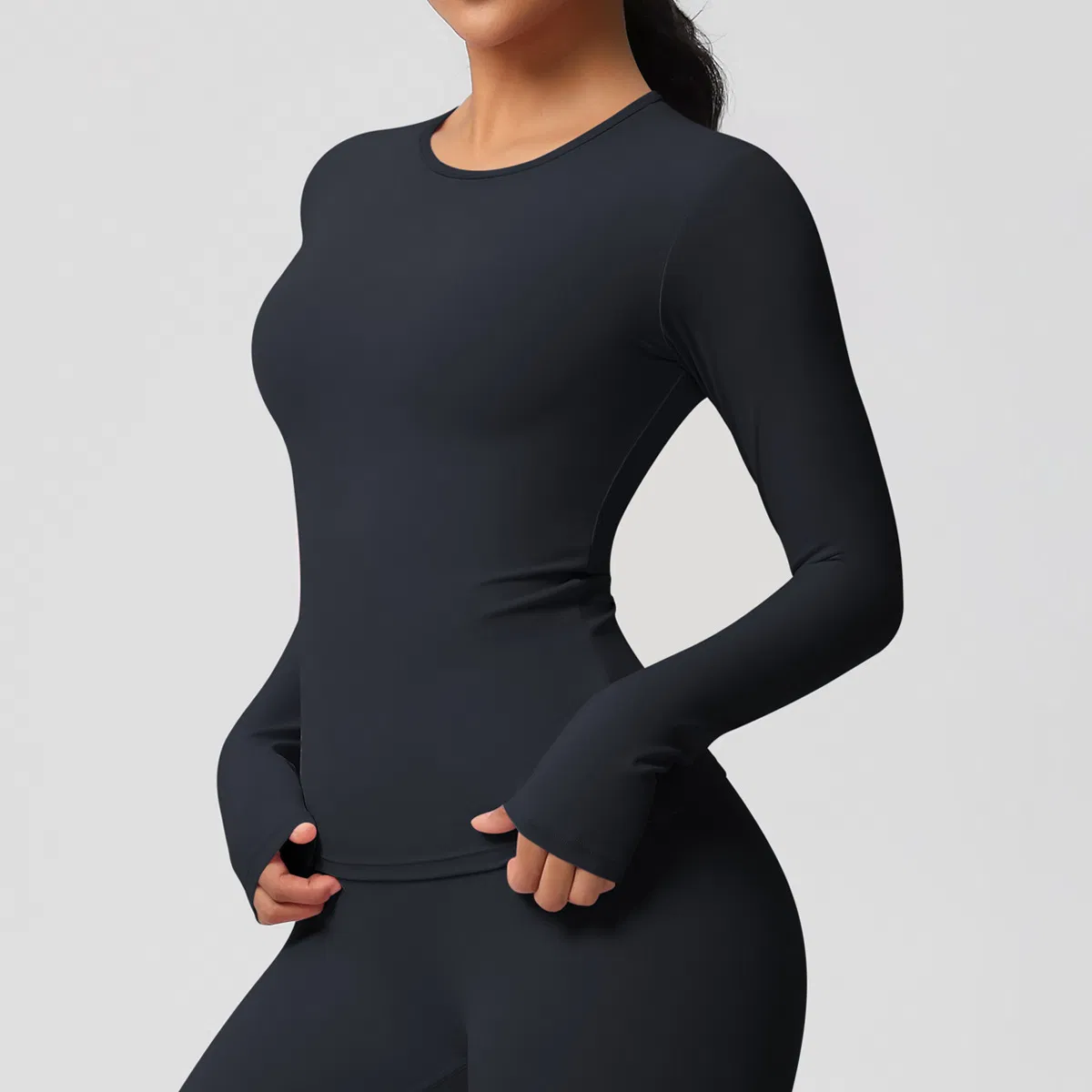 Camisetas de Manga Longa Cropped para Mulheres, Gola Redonda, Roupas de Atividade, Camisetas Básicas Ajustadas e Slim, Roupas Casuais para Sair Y2K Roupas para Meninas Adolescentes