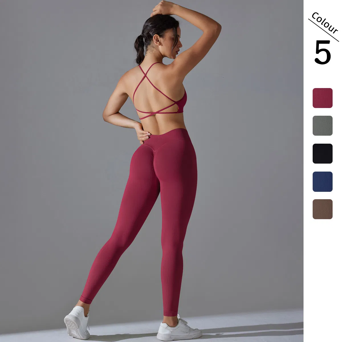 Conjuntos de Treino para Mulheres com Costura Canellada, Sutiã Esportivo Sem Costura com Alças, Leggings que Levantam o Bumbum, Conjuntos de Fitness para Yoga, Roupas de Academia