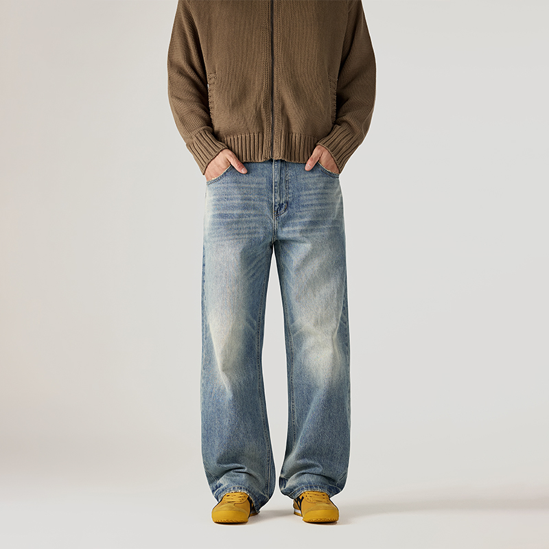 Jeans femininos urbanos diários baggy de lavagem clara premium e leve