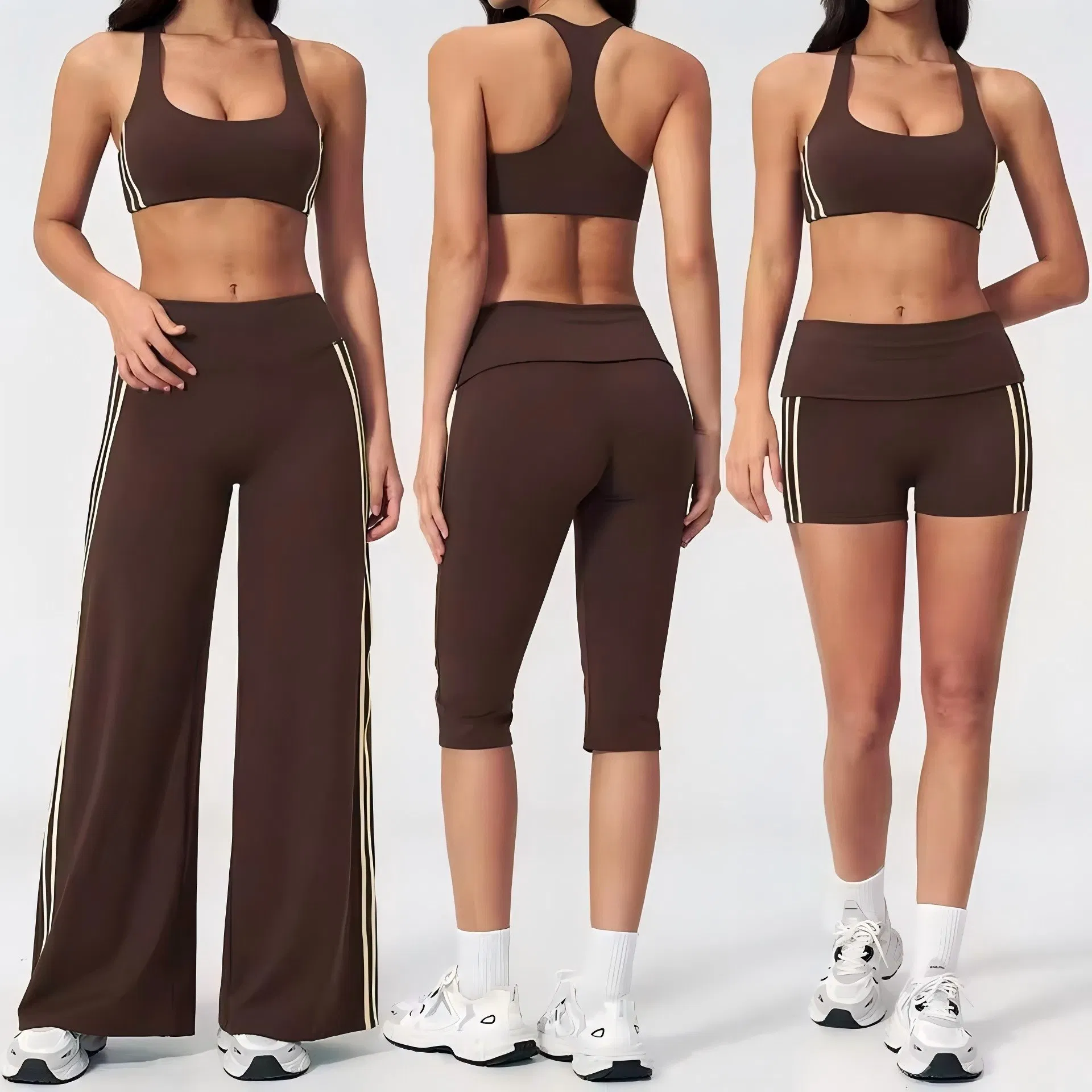 2 Conjunto de Moletom para Mulheres, Top de Alças em V e Leggings Flare em Forma de V, Sensação Nude, Roupas Ativas Macias para Yoga e Esportes