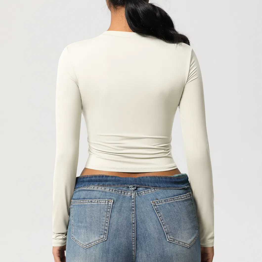 Camisetas de Manga Longa Femininas Cropped