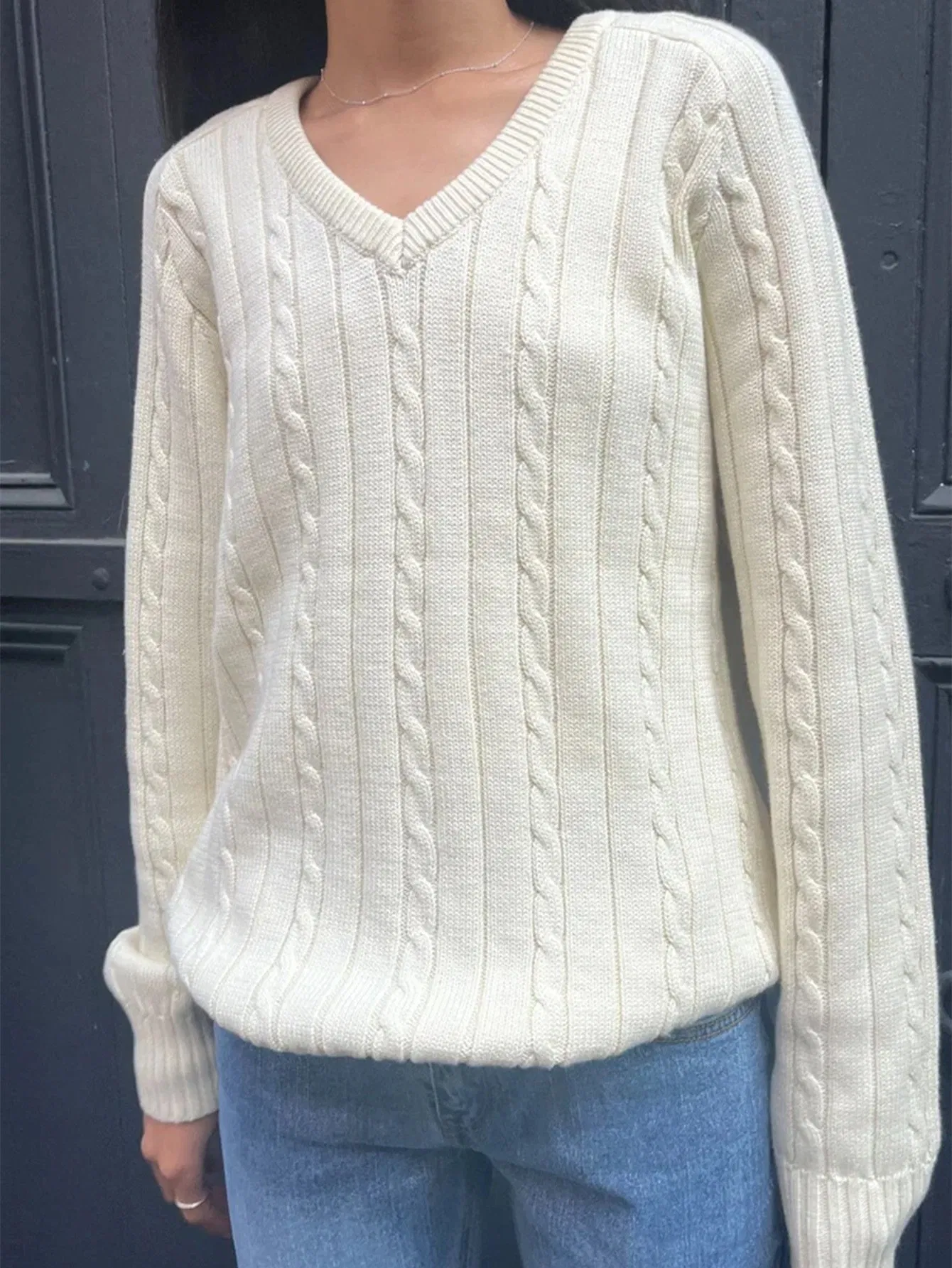 Moda Casual Europeia e Americana Suéter de Cor Sólida Base de Lã Roupas Femininas 2025 Outono Inverno