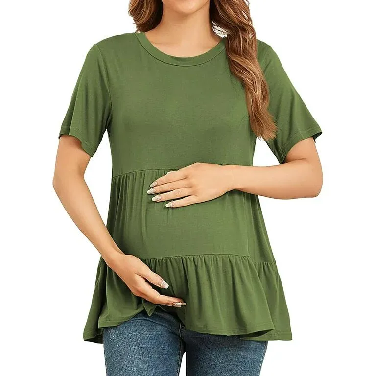 Roupa de Fabricação Oeko 100 Camiseta de Bambú Premium Sustentável Roupas de Maternidade Vestuário Feminino