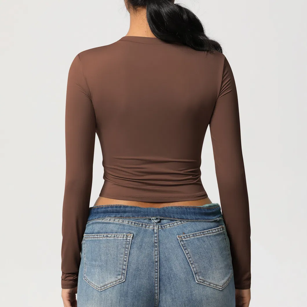 Camisetas de Manga Longa Femininas Cropped