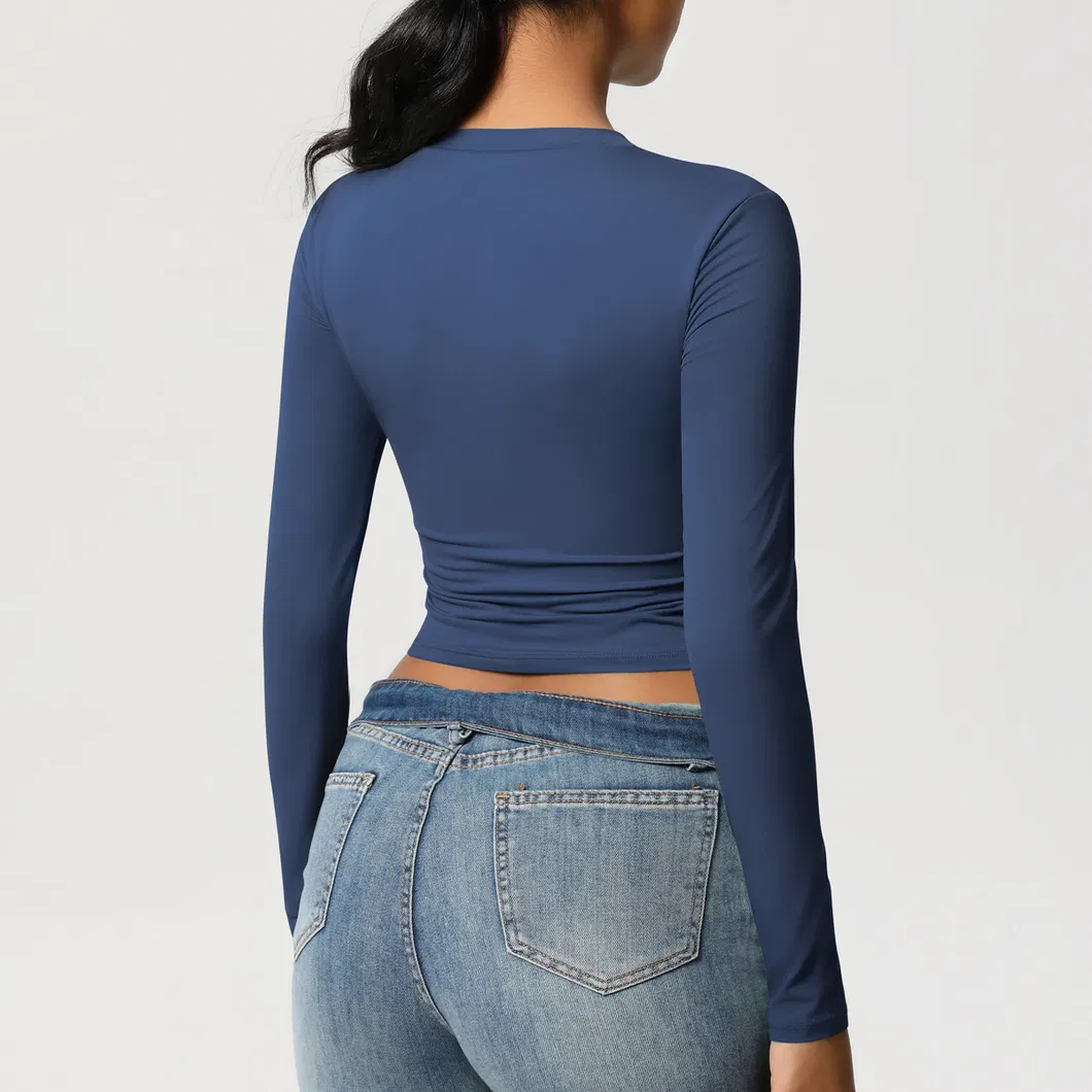Camisetas de Manga Longa Femininas Cropped