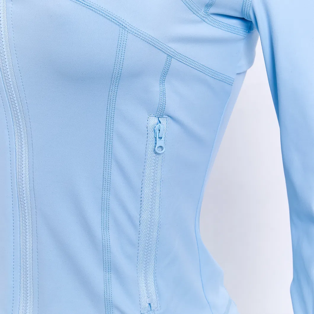 Jaqueta de Yoga Esportiva com Zíper para Mulheres, Slim, Manga Longa, Roupas de Fitness para Academia, Moda Feminina