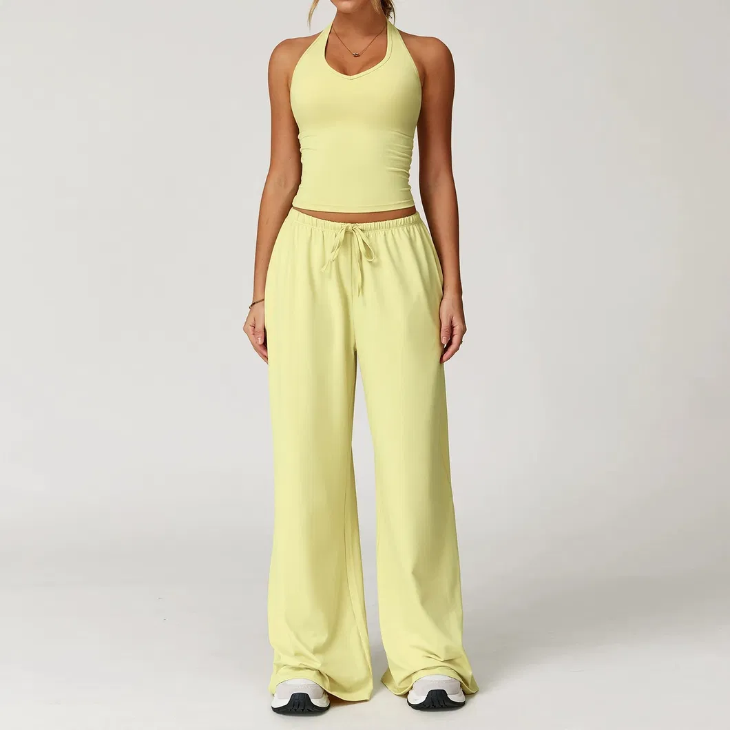 Conjunto de Yoga Colete Calças Femininas Secagem Rápida