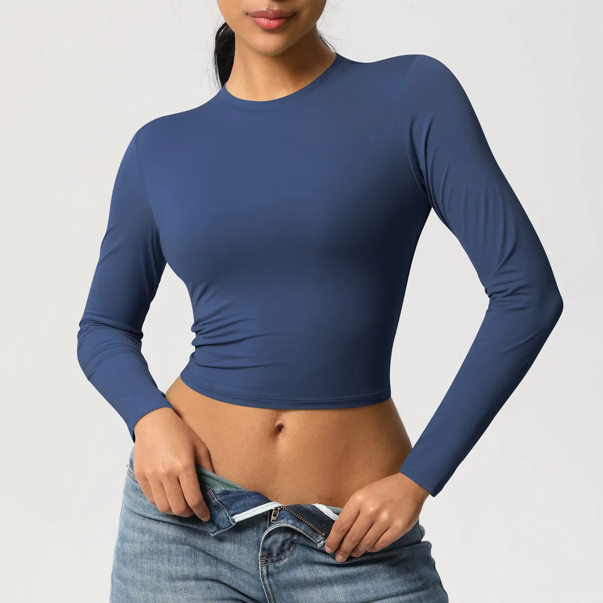 Camisetas de Manga Longa Femininas Cropped Básicas Ajustadas Moda 2025 Saindo Y2K Tops Roupas para Meninas Adolescentes