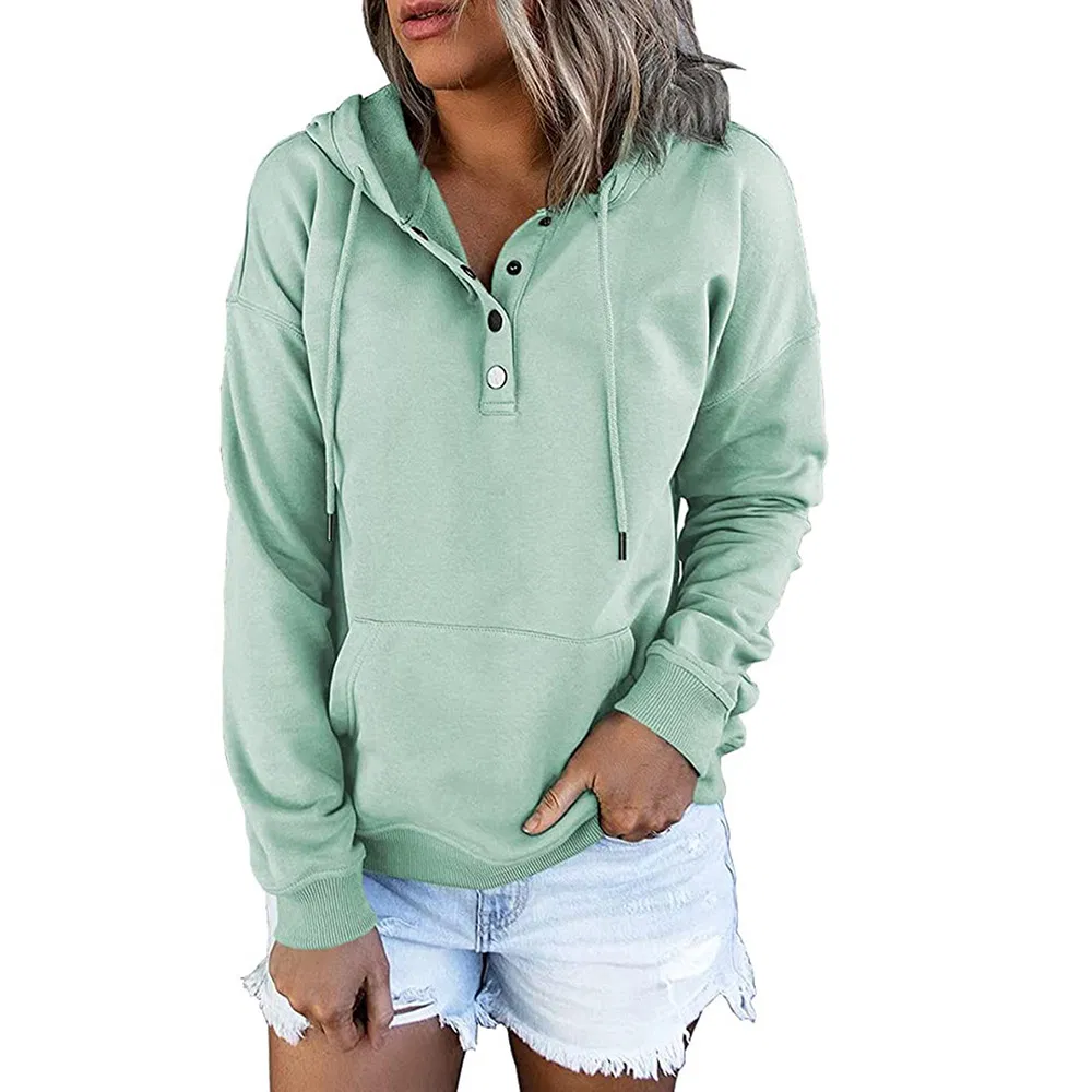 Roupas Femininas Personalizadas de Fábrica, Fashionáveis e Versáteis 2025 Moletom com Capuz Casual, Solto, de Manga Longa, em Algodão Puro, Ecológico, com Cordão e Bolso