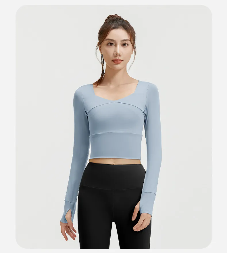 Camiseta de manga longa espessa para mulheres, top para corrida e jogging, moletom esportivo, vestuário esportivo ao ar livre