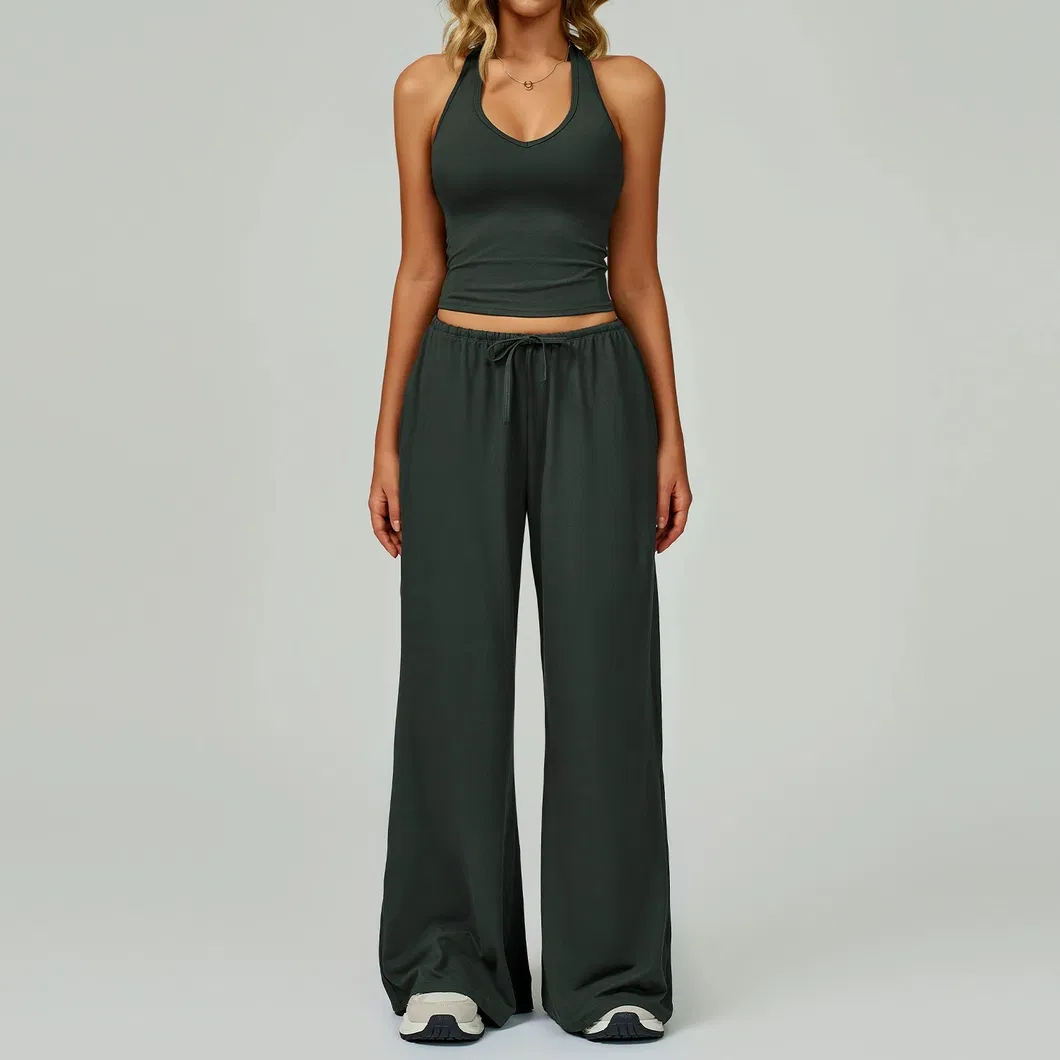 Conjunto de Yoga Colete Calças Femininas Secagem Rápida