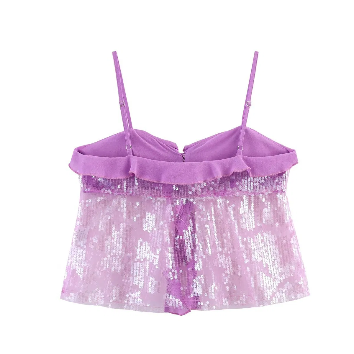 Top cropped sem mangas de lantejoulas de alta qualidade para mulheres, roupa de festa, vestuário casual, roupas personalizadas, estilo europeu, roupas femininas, etiqueta privada