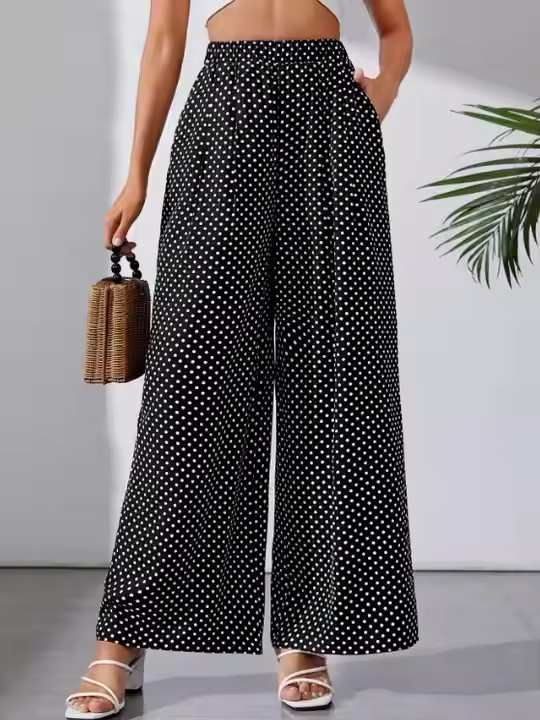 Conjunto Casual de Ponto de Bolinhas de Manga Longa para a Primavera 2024 Roupas Femininas em Tamanho Plus
