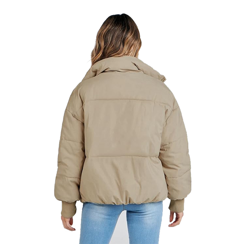 Casaco Puffer Cropped Trendy com Design Acolchoado Macio para Mulheres