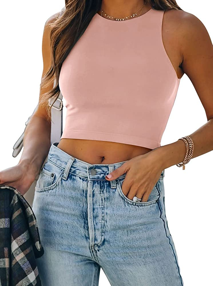 Camiseta sem mangas de alta gola feminina ultra macia e ajustada, cropped, vestuário esportivo, roupas disponíveis para ODM, OEM e etiqueta privada