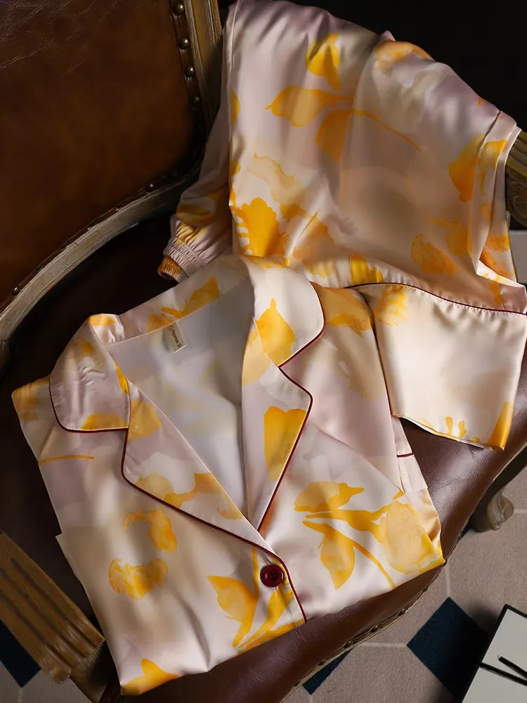 Roupas de Loungewear de Seda Personalizadas 100% de Alta Qualidade Impressas Digitalmente com Seu Próprio Design