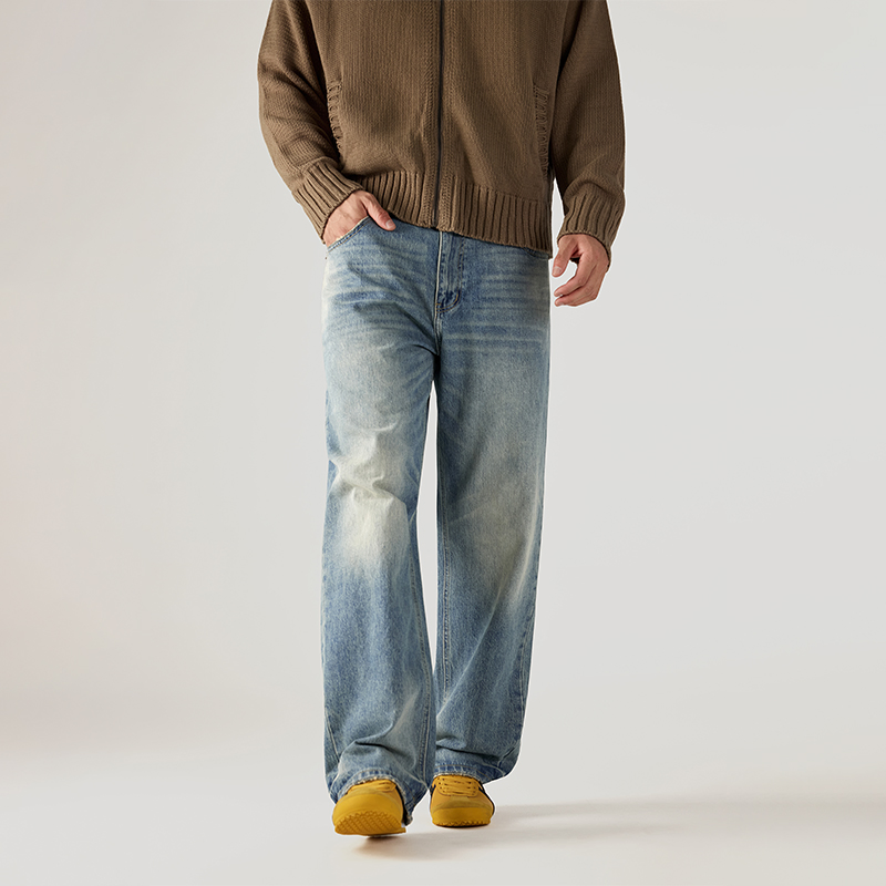 Jeans femininos urbanos diários baggy de lavagem clara premium e leve