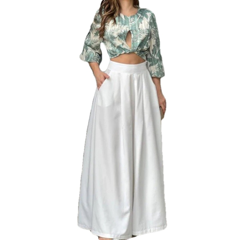 Novas Chegadas Conjuntos Femininos Conjunto de Manga Longa Mulheres Conjunto de Calças Duas Peças Oco Roupas Plus Size