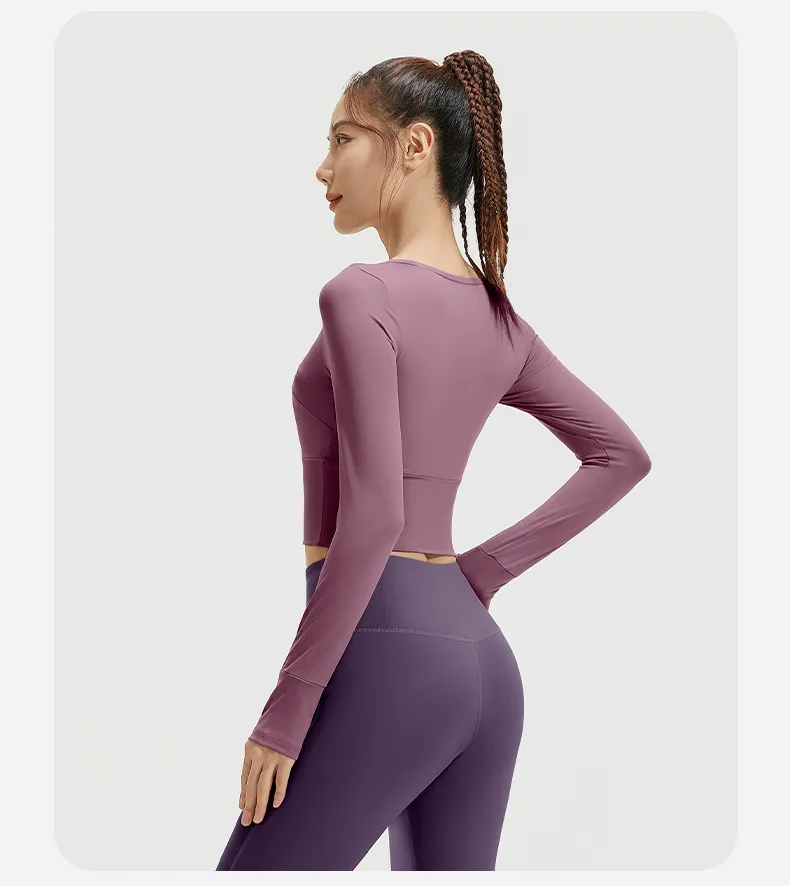 Camiseta de manga longa espessa para mulheres, top para corrida e jogging, moletom esportivo, vestuário esportivo ao ar livre