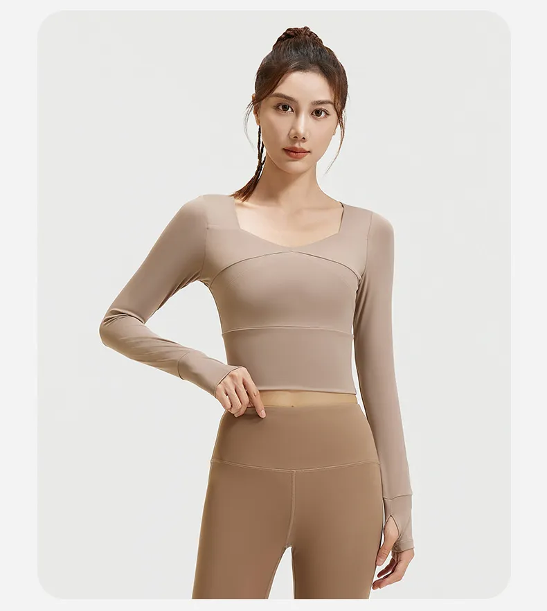 Camiseta de manga longa espessa para mulheres, top para corrida e jogging, moletom esportivo, vestuário esportivo ao ar livre