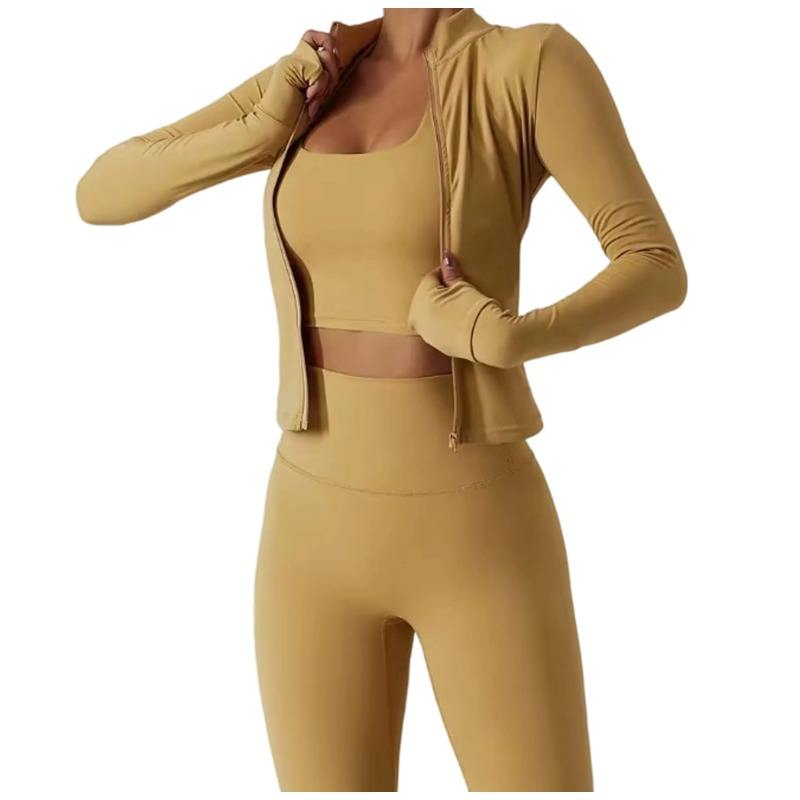 Novas Roupas Esportivas Personalizadas Femininas com Cintura Alta, Roupas de Yoga com Spandex, Jaquetas de Fitness, Conjuntos de Roupas Esportivas Sem Costura de Manga Longa