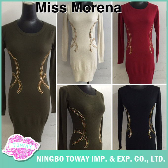 Melhor Fabricante Moda Estilo Personalizado Gola Redonda Com Contas Senhora Mulheres Malha