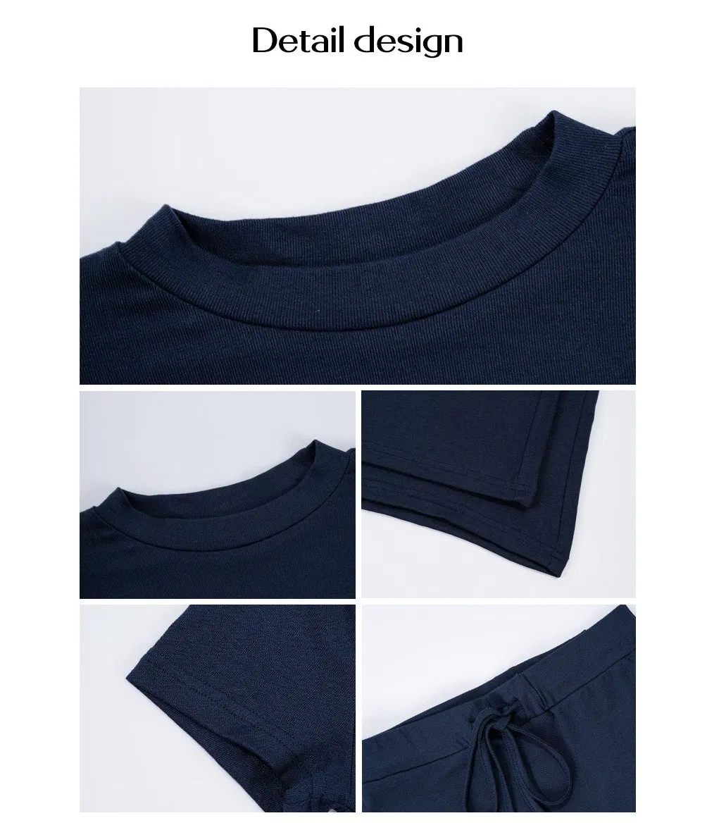 Conjunto de Tops Curtos Casuais Femininos para Lazer Urbano em Cores Sólidas para Primavera Verão, Moda Transfronteiriça para a Europa e Estados Unidos
