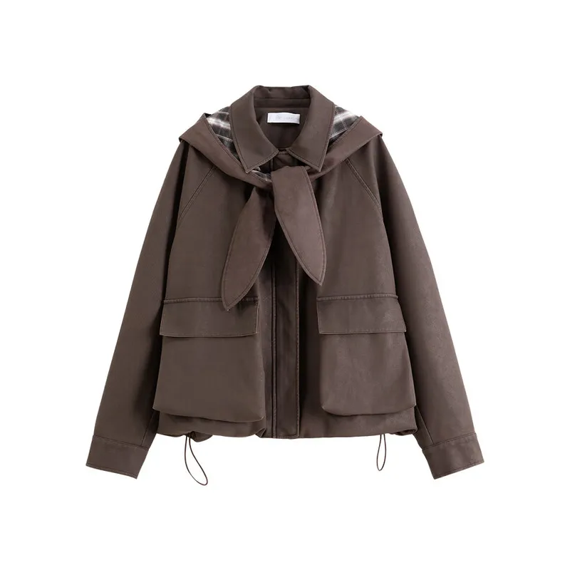 Casaco Casual Feminino Moderno com Ombro Caído e Estilo de Meio Zíper