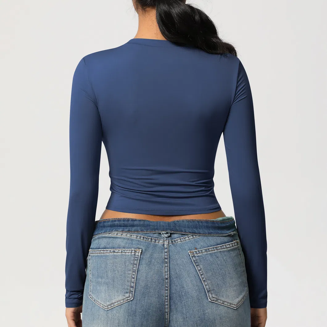 Camisetas de Manga Longa Femininas Cropped